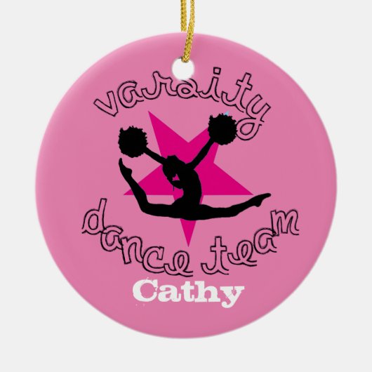 ピンクのCustomizeableのダンスのチームオーナメント セラミックオーナメント (正面)