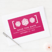 ピンクのD20サイコロ ゲーマー向け Save the Date ステッカー (封筒)