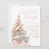 ピンクのFavorite Things ギフト交換クリスマスパーティー 招待状 (正面)