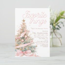 ピンクのFavorite Things ギフト交換クリスマスパーティー 招待状