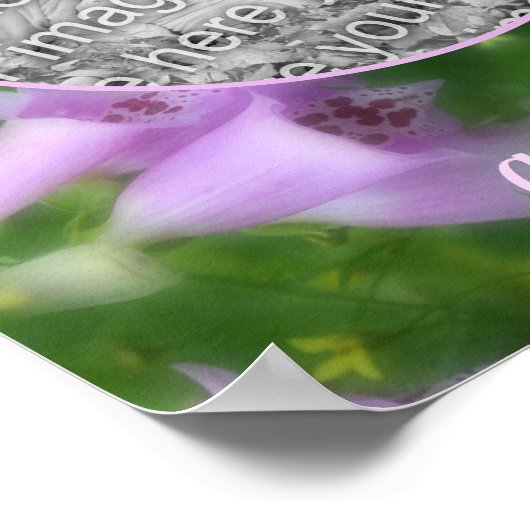 ピンクのFoxglove花フレーム自分の写真を作成 ポスター (角)