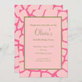 ピンクのGariffeの誕生日の招待状 招待状 (正面/裏面)