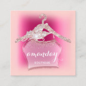ピンクのGlamファッションショップBlogger Influencer スクエア名刺 (正面)