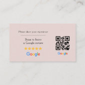 ピンクのGoogleレビューQRコードスパサロン 名刺 (裏面)
