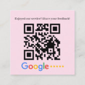 ピンクのGoogleレビューQRサンクスコード スクエア名刺 (裏面)