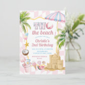 ピンクのGroovy 2ザビーチ2nd誕生日パーティー 招待状 (スタンド正面)