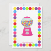 ピンクのGumballsキャンデーの強打の誕生日のパーティの招待状 招待状 (裏面)