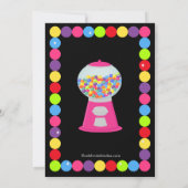 ピンクのGumballsキャンデーの誕生日のパーティの招待状 招待状 (裏面)