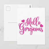 ピンクのHello Gorgeous 引用符 ポストカード (正面/裏面)