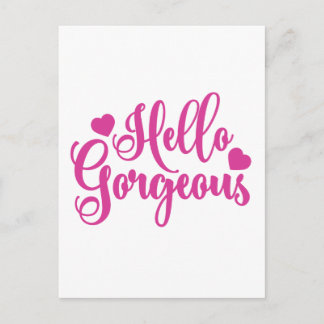 ピンクのHello Gorgeous 引用符 ポストカード