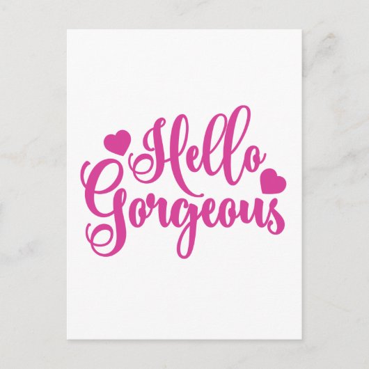 ピンクのHello Gorgeous 引用符 ポストカード (正面)