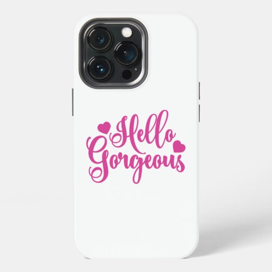 ピンクのHello Gorgeous 引用 iPhoneケース (裏面)