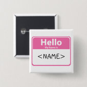 ピンクのHello My Name is, <NAME> 缶バッジ (正面&裏面)