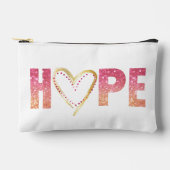 ピンクの'HOPE'メッセージとハート アクセサリーポーチ (正面)