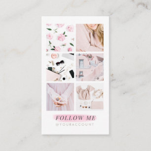 ピンクのInstagramの供給の写真のコラージュは私を後を追います 名刺