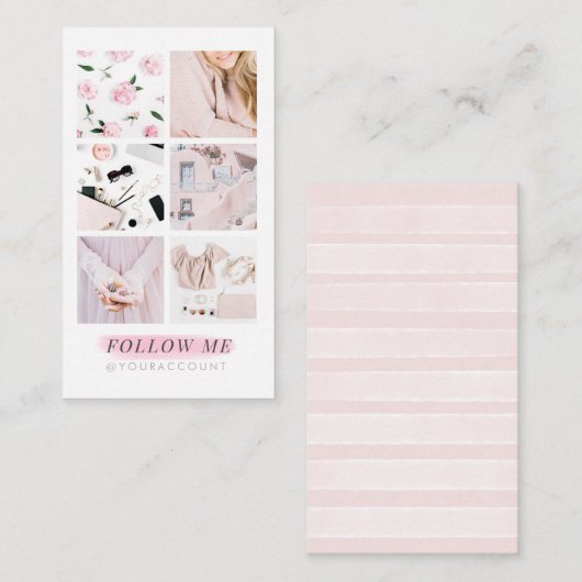 ピンクのInstagramの供給の写真のコラージュは私を後を追います 名刺 (正面/裏面)