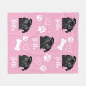 ピンクのInstagramハートポー印刷ドッグ恋人の写真 フリースブランケット (正面(横))