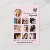 ピンクのInstagramフォトグリッド美容ソーシャルメディア 名刺 (正面)