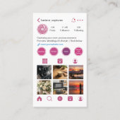 ピンクのInstagram風フォトグリッドQRコード 名刺 (正面)