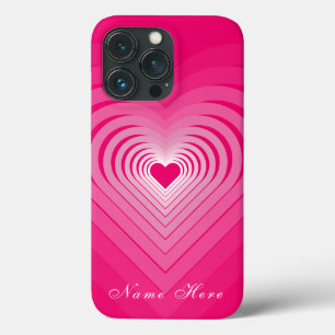 ピンクのiPhoneケース(ハートと名前をカスタムする) iPhone 13 Proケース