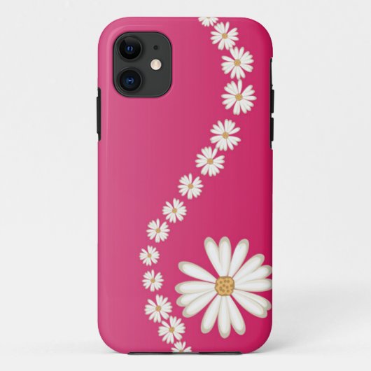 ピンクのiPhone 5ケースの抽象的な白いデイジー Case-Mate iPhoneケース (裏面)