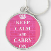 ピンクのKeep Calm & Carry On キーホルダー (正面)