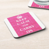 ピンクのKeep Calm & Carry On コースター (左側)