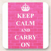ピンクのKeep Calm & Carry On コースター (正面)