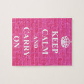ピンクのKeep Calm & Carry On ジグソーパズル (横)