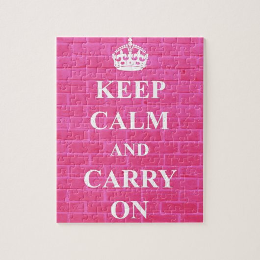 ピンクのKeep Calm & Carry On ジグソーパズル (縦)
