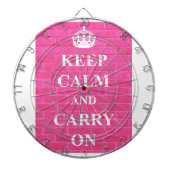 ピンクのKeep Calm & Carry On ダーツボード (正面)
