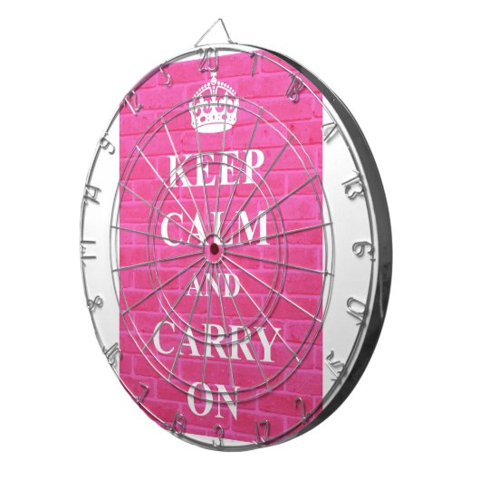 ピンクのKeep Calm & Carry On ダーツボード (正面右)