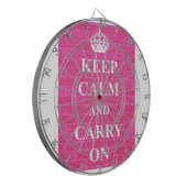 ピンクのKeep Calm & Carry On ダーツボード (正面左)
