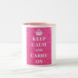 ピンクのKeep Calm & Carry On ツートーンマグカップ