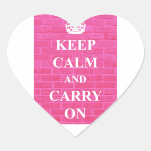 ピンクのKeep Calm & Carry On ハートシール