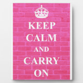 ピンクのKeep Calm & Carry On フォトプラーク (正面)