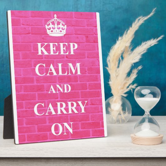 ピンクのKeep Calm & Carry On フォトプラーク (側面)