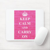 ピンクのKeep Calm & Carry On マウスパッド (マウス)