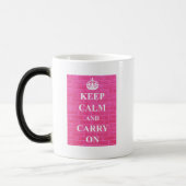 ピンクのKeep Calm & Carry On モーフィングマグカップ (左)