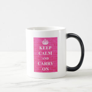 ピンクのKeep Calm & Carry On モーフィングマグカップ