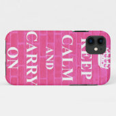 ピンクのKeep Calm & Carry On Case-Mate iPhoneケース (裏面(横))