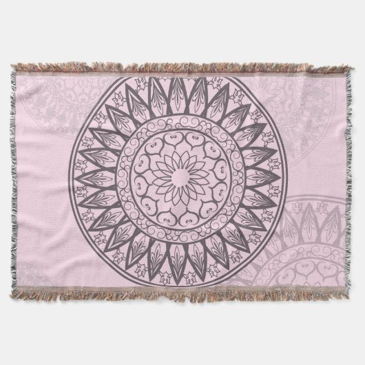 ピンクのKimologie著曼荼羅 スローブランケット (正面)