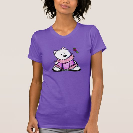 ピンクのKiniArt Westie Tシャツ (正面)