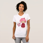 ピンクのKokeshiの三重項のティー Tシャツ (正面フル)