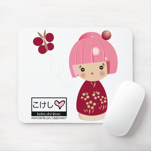 ピンクのKokeshiの三重項のマウスパッド マウスパッド (マウス)
