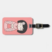 ピンクのKokeshiの荷物のラベル ラゲッジタグ (正面横)