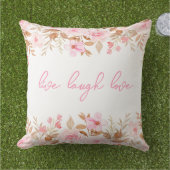 ピンクのLive Laugh Love アウトドアクッション (芝生)