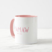 ピンクのMamaw創立年 マグカップ (正面左)