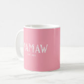 ピンクのMamaw設立年 コーヒーマグカップ (正面左)