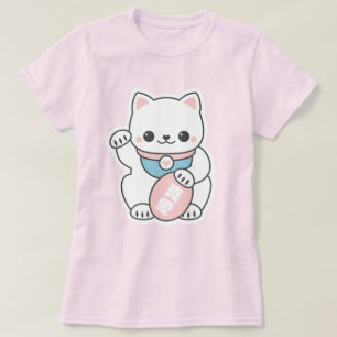 ピンクのManeki Neko Tシャツ